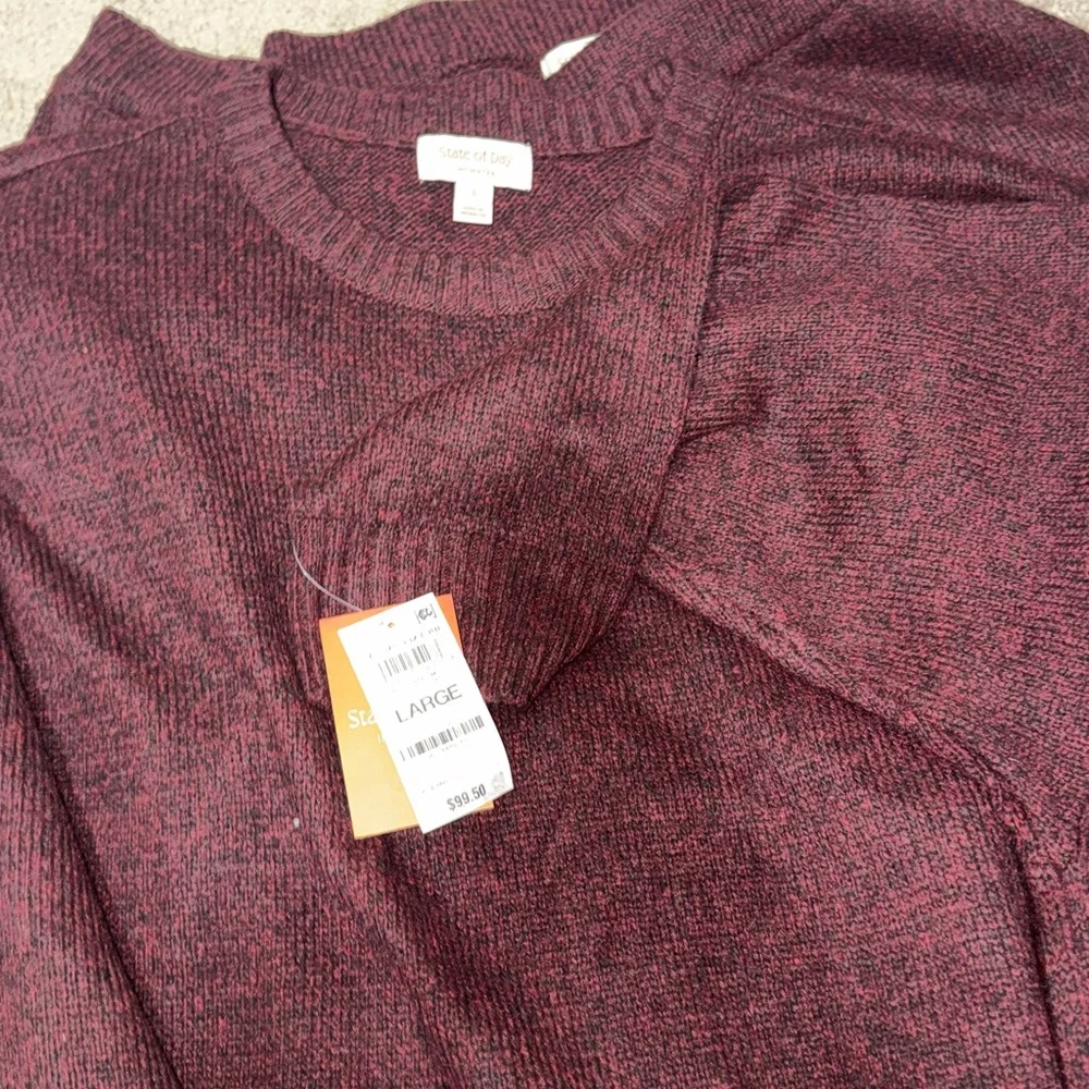 NWT Women's  State of Day burgundy Knit Lounge Set